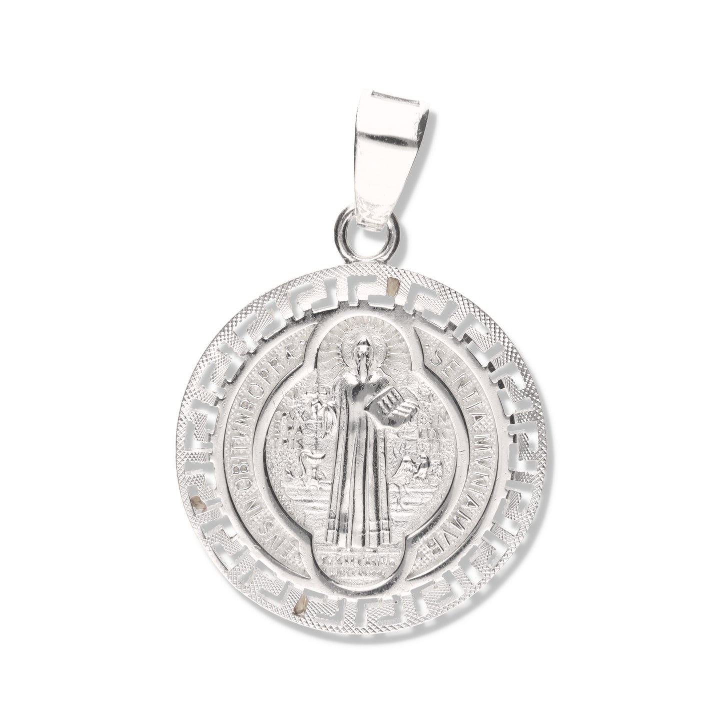 Medalla de Grecas de San Benito grande de Plata 925