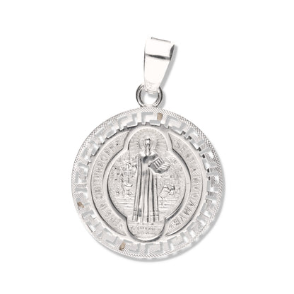 Medalla de Grecas de San Benito grande de Plata 925