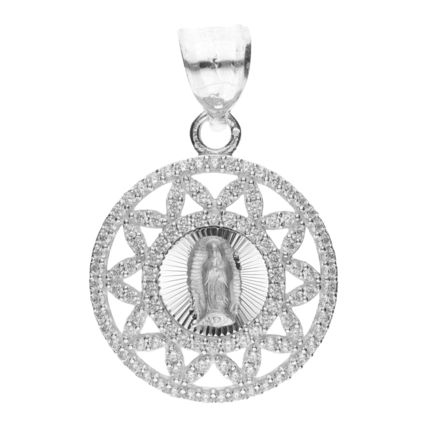 Medalla Estrella de la Virgen de Guadalupe con Piedra de Plata 925
