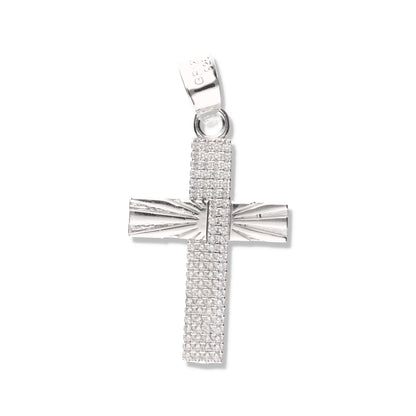 Cruz Solar Mini diamantada con Piedra Sin Cristo de Plata 925
