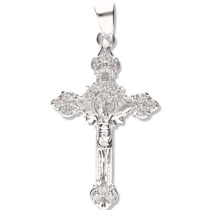 Cruz Ornamental Mini diamantada con Piedra Con Cristo de Plata 925